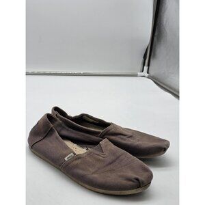 TOMS Shoes Womens Size 7 Brown Canvas Classic Alpargata Slip On Flats Damaged